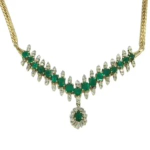 K18 コロンビア産エメラルド・ダイヤモンド ネックレス