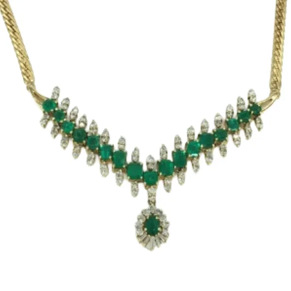 K18 コロンビア産エメラルド・ダイヤモンド ネックレス