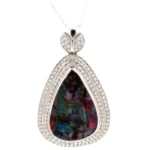 Pt･Pm900 ボルダーオパール・ダイヤモンド ネックレス/ペンダントトップ 51.06 ct D2.85 ct