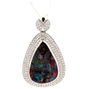 Pt･Pm900 ボルダーオパール・ダイヤモンド ネックレス/ペンダントトップ 51.06 ct D2.85 ct