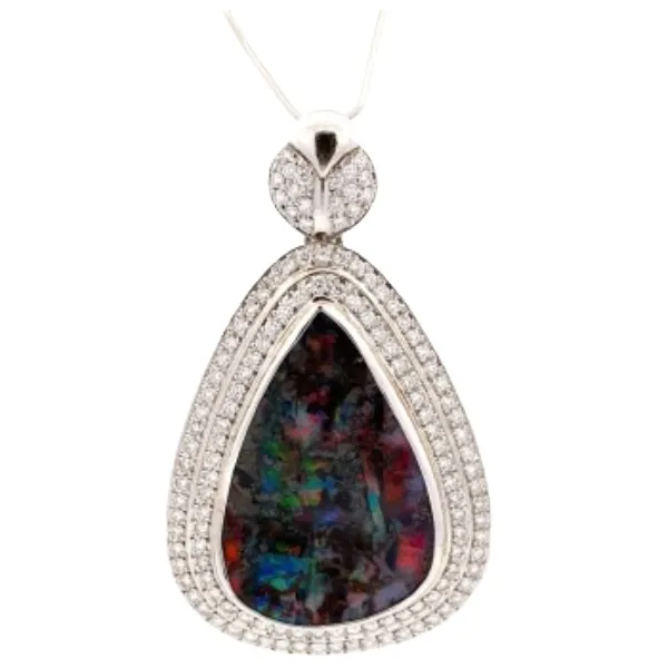Pt･Pm900 ボルダーオパール・ダイヤモンド ネックレス/ペンダントトップ 51.06 ct D2.85 ct