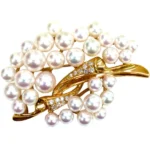 K18 パール・ダイヤモンド ブローチ D0.3ct