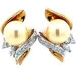 Pt900/K18 パール・ダイヤモンド ピアス/イヤリング 0.16・0.16ct