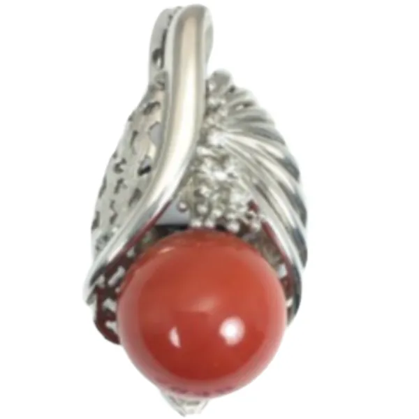 Pt･Pm900 サンゴ・ダイヤモンド ネックレス/ペンダントトップ