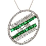 Pt･Pm900 エメラルド・ダイヤモンド ブローチ 1.17・2.877 ct