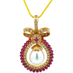 K18 パール・多色石 ネックレス/ペンダントトップ R2.4・D0.8ct