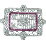 K18 ダイヤモンド・ルビー ブローチ 2.52・1.55 ct