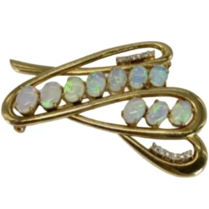 K18 オパール・ダイヤモンド ブローチ 4.59・0.23 ct