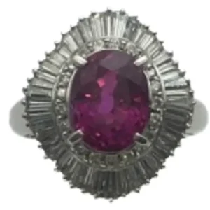 Pt900 ピンクサファイア・ダイヤモンド リング 3.89 ct D0.96 ct