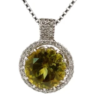 Pt850/Pt900 スフェーン・ダイヤモンド ネックレス/ペンダントトップ 4.53・0.25ct