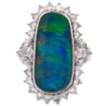 Pt950 ボルダーオパール・ダイヤモンド リング OP5.60ct ct d1.085ct ct