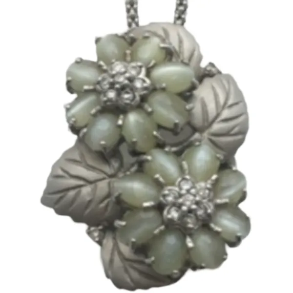 K18WG クリソベリルキャツアイ・ダイヤモンド ネックレス/ペンダントトップ 4.06 ct 0.16 ct