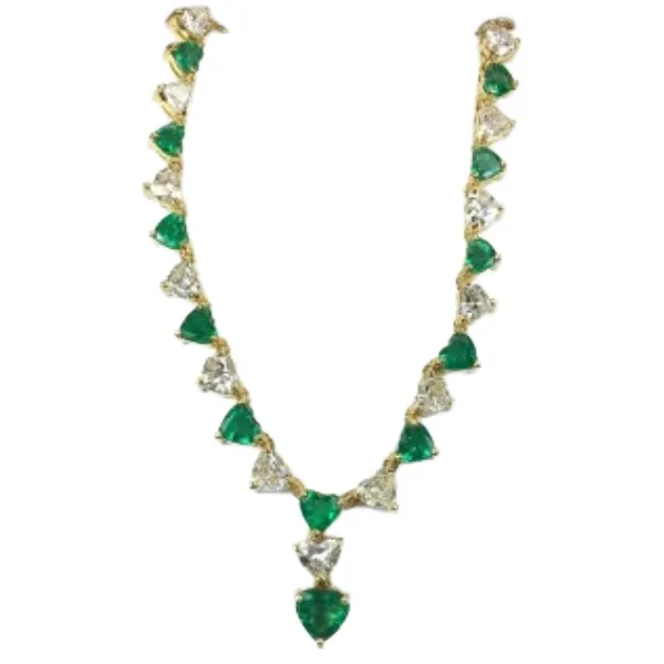 K18エメラルド・ダイヤモンドネックレス 3.48・3.55 ct