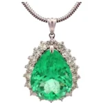 Pt850/Pt900 コロンビア産エメラルド・ダイヤモンド ペンダントトップ 15.02・D2.56 ct