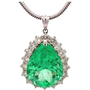 Pt850/Pt900 コロンビア産エメラルド・ダイヤモンド ペンダントトップ 15.02・D2.56 ct