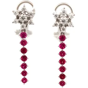 Pt･Pm900 ルビー・ダイヤモンド ピアス/イヤリング 1.124・1.124・0.565・0.565ct