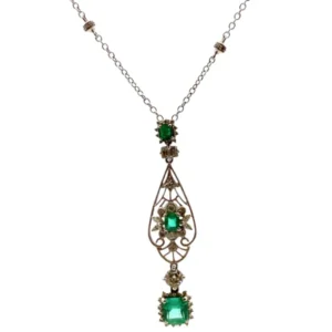Pt850/Pt900 エメラルド・ダイヤモンド ネックレス/ペンダントトップ 2.04・0.58ct