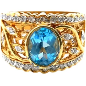 K18 トパーズ・ダイヤモンド リング 1.62・D0.24ct