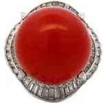 Pt･Pm900 サンゴ・ダイヤモンド リング D1.76ct