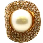 K18 パール ダイヤモンド リング 2.2ct