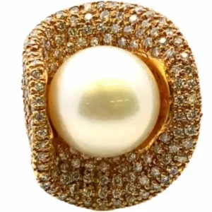 K18 パール ダイヤモンド リング 2.2ct