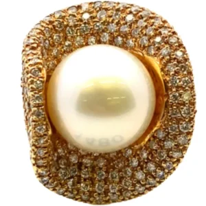 K18 パール・ダイヤモンド リング 2.2ct