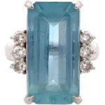 Pt･Pm900 アクアマリン・ダイヤモンド リング 16.2・0.69ct