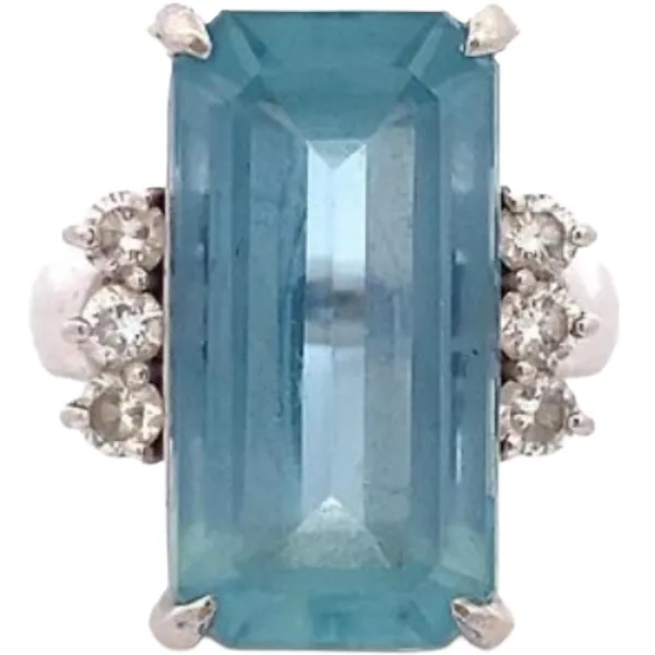 Pt･Pm900 アクアマリン・ダイヤモンド リング 16.2・0.69ct