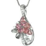 Pt850/Pt900 パパラチアサファイア(みため)・ダイヤモンド ネックレス/ペンダントトップ 2.08・D0.3 ct