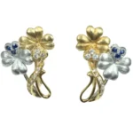 Pt900/K18 サファイア・ダイヤモンド ピアス/イヤリング S0.1・D0.15ct