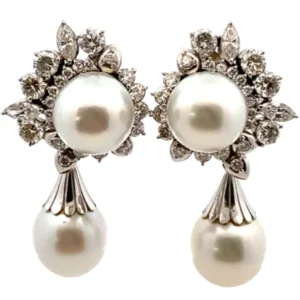 Pt･Pm900 パール・ダイヤモンド ピアス/イヤリング 1.76・1.76ct