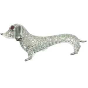 K18 ダイヤモンド・ルビー ブローチ D1・R0.05 ct