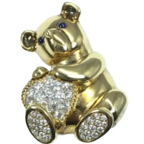 18KPt950 ダイヤモンド・サファイア ブローチ D1.152・S0.092・GC0.2・GD0.05 ct