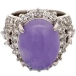 Pt･Pm900 ラベンダー翡翠・ダイヤモンド リング 14.85 ct 3.78 ct