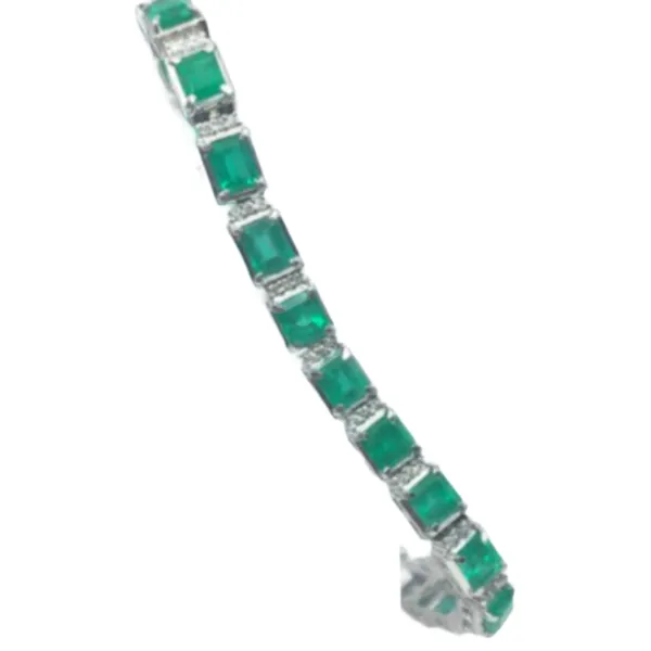 Pt･Pm900 エメラルド・ダイヤモンド ブレスレット/バングル 11.16・0.6 ct