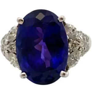 Pt･Pm900 タンザナイト・ダイヤモンド リング 14.47・0.99ct