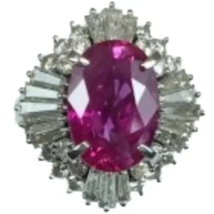 Pt･Pm900 パープルレッドルビー・ダイヤモンド リング 5.52 ct 1.75 ct