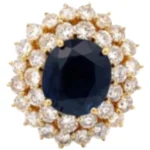 K18 タイ産ブルーサファイア・ダイヤモンド リング