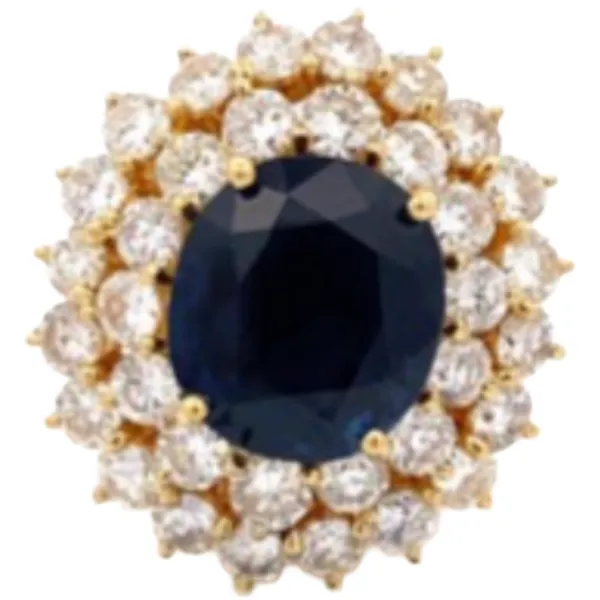 K18 タイ産ブルーサファイア・ダイヤモンド リング