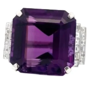 Pt･Pm900 アメシスト・ダイヤモンド リング 80 ct 1.7 ct