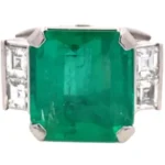 Pt･Pm900 コロンビア産エメラルド・ダイヤモンド リング 0.8・0.74ct