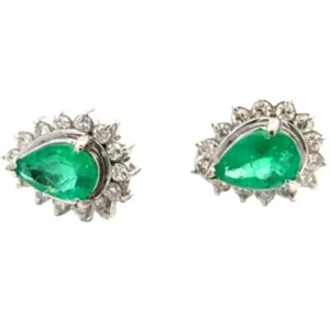 Pt･Pm850 エメラルド・ダイヤモンド ピアス/イヤリング 0.48・0.17・0.48・0.18ct