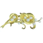 K18 パール・ダイヤモンド ブローチ 0.06 ct