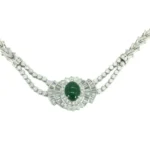 Pt850Pt900 翡翠・ダイヤモンド ネックレス 2.63・3.13 ct