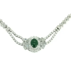 Pt850Pt900 翡翠・ダイヤモンド ネックレス 2.63・3.13 ct