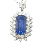 Pt850Pt900 非加熱サファイア・ダイヤモンドペンダントトップ 14.475 ct 3.83 ct