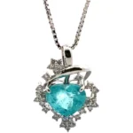 Pt850/Pt900 モザンビーク産パライバトルマリン・ダイヤモンド ネックレス/ペンダントトップ 2.82・D0.37ct