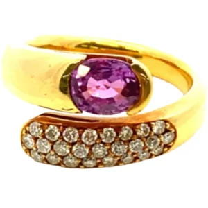 K18 ピンクサファイア・ダイヤモンド リング 1.35・D0.35ct