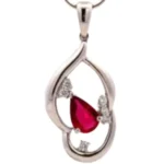 Pt･Pm900 非加熱ルビー・ダイヤモンド ネックレス/ペンダントトップ 1.02 ct 0.12 ct