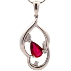 Pt･Pm900 非加熱ルビー・ダイヤモンド ネックレス/ペンダントトップ 1.02 ct 0.12 ct